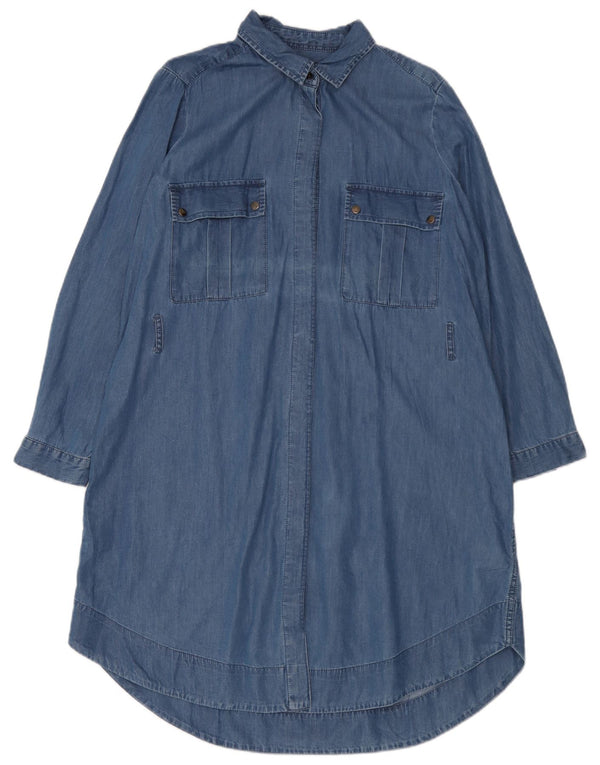 Marks & Spencer Denim-Hemdkleid für Damen, UK 16, Größe L, Blau, Baumwolle