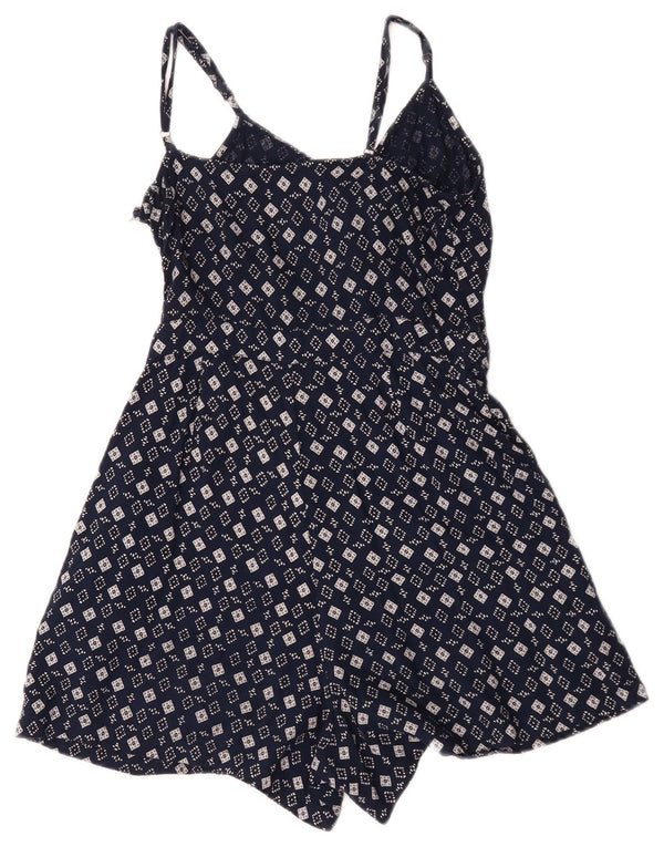 Superdry Damen Ärmelloser Playsuit UK 4 XS Marineblaue geometrische Viskose