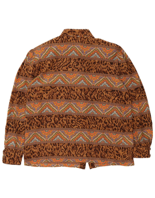 Giorgio Grati Chemisier Femme IT 46 Large Soie Imprimé Animal Marron