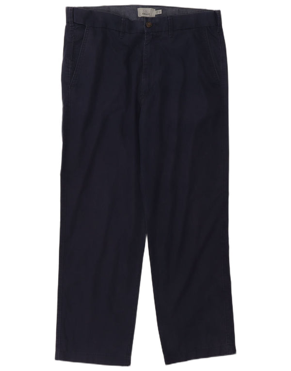 Marks & Spencer Mens Regular Fit Chino Trousers W34 L29 Navy Blue Cotton