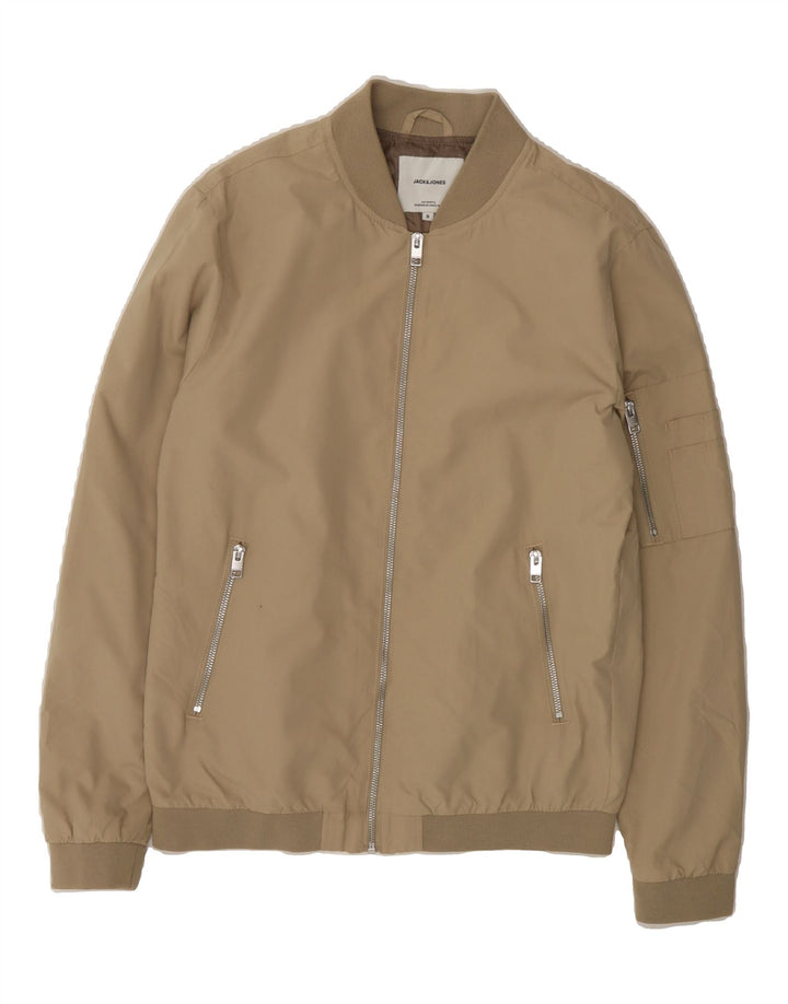 JACK & JONES Mens Bomber Jacket UK 36 Small Beige Polyester Vintage Jack & Jones and Second-Hand Jack & Jones from Messina Hembry 