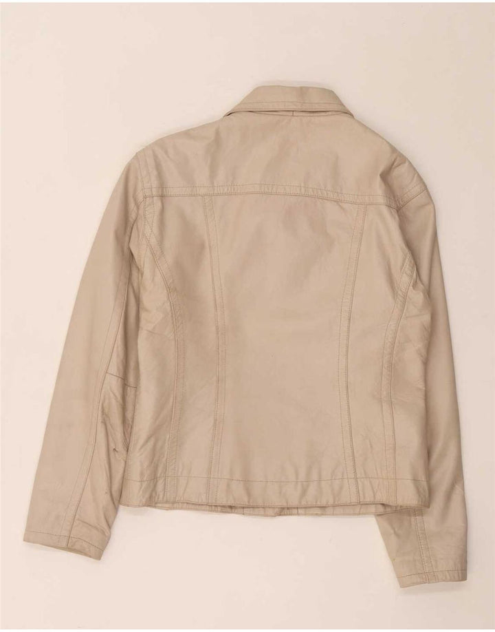 Vintage Damen Lederjacke UK 14 Medium Beige