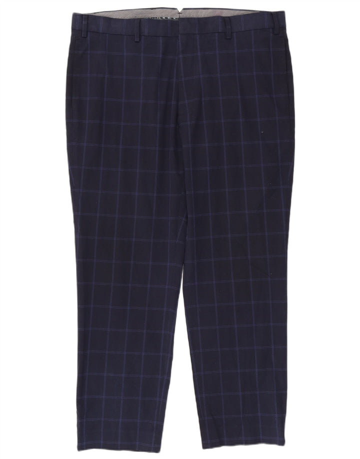 Marks & Spencer Herre Regular Fit Suit Bukser W38 L29 Navy Blue Check