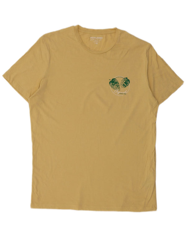 Jack & Jones T-Shirt Homme Top XL Jaune Floral Coton