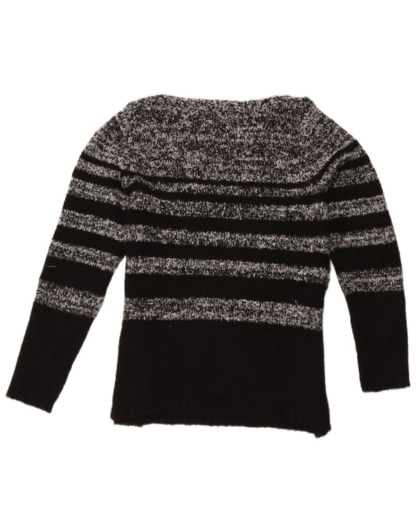 M&Co Damen-Pullover mit U-Boot-Ausschnitt, UK 12, Mittelschwarz, gestreift, Acryl