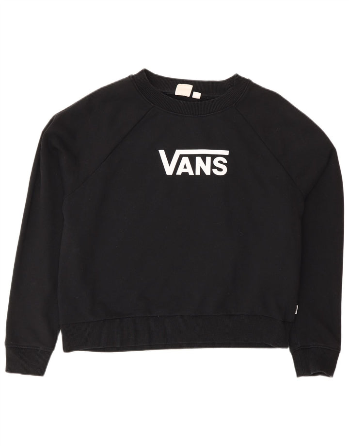 Vans Dame Grafisk Oversized Sweatshirt Jumper UK 14 Medium Sort Bomuld