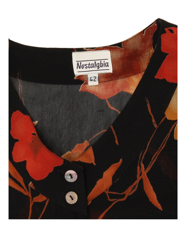 VINTAGE Womens See Through Shirt Blouse IT 42 Medium Black Floral Vintage Vintage and Second-Hand Vintage from Messina Hembry 