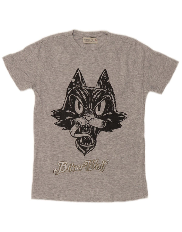 Zara Jungen T-Shirt mit Grafik, 7–8 Jahre, Grau