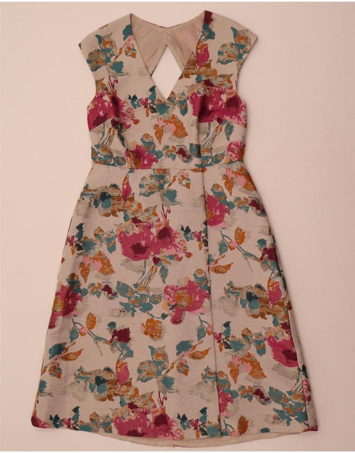 Monsoon Womens A-Line Dress UK 16 Large White Floral Polyester