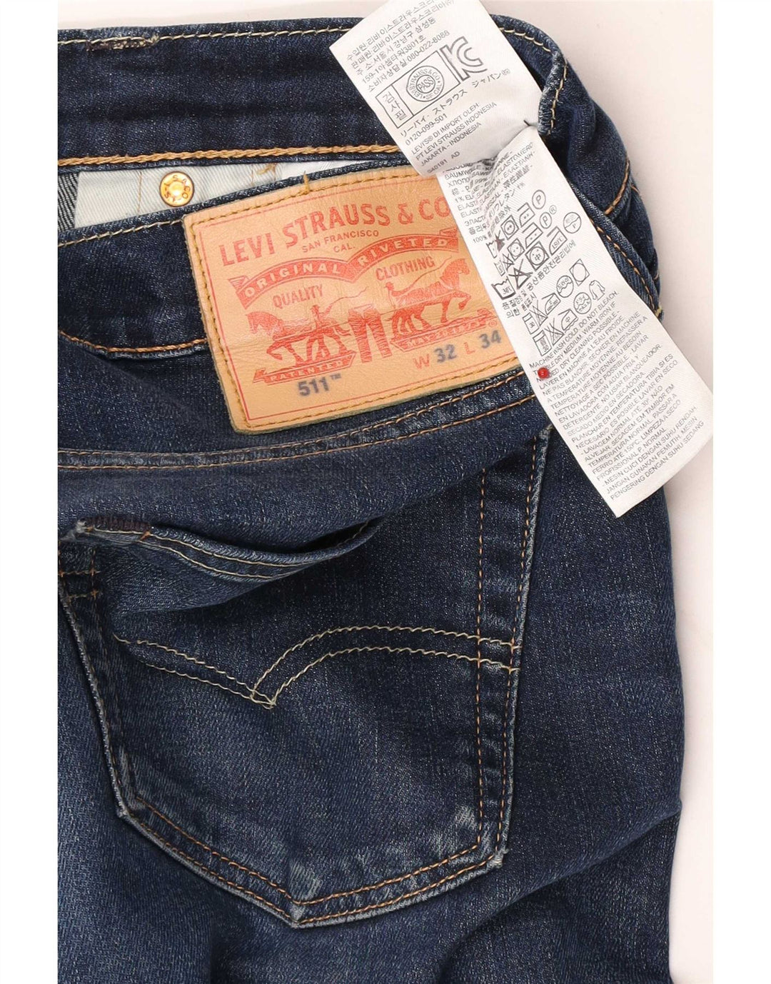 Levi's Mens 511 Slim Jeans W32 L34 Navy Blue Cotton