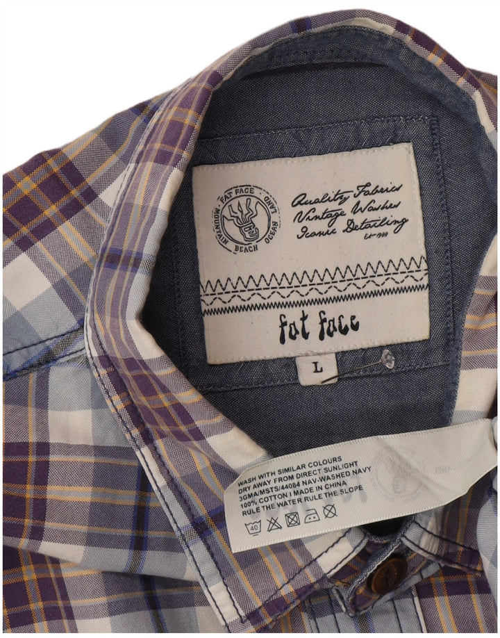 Camicia da uomo Fat Face Large in cotone a quadri blu