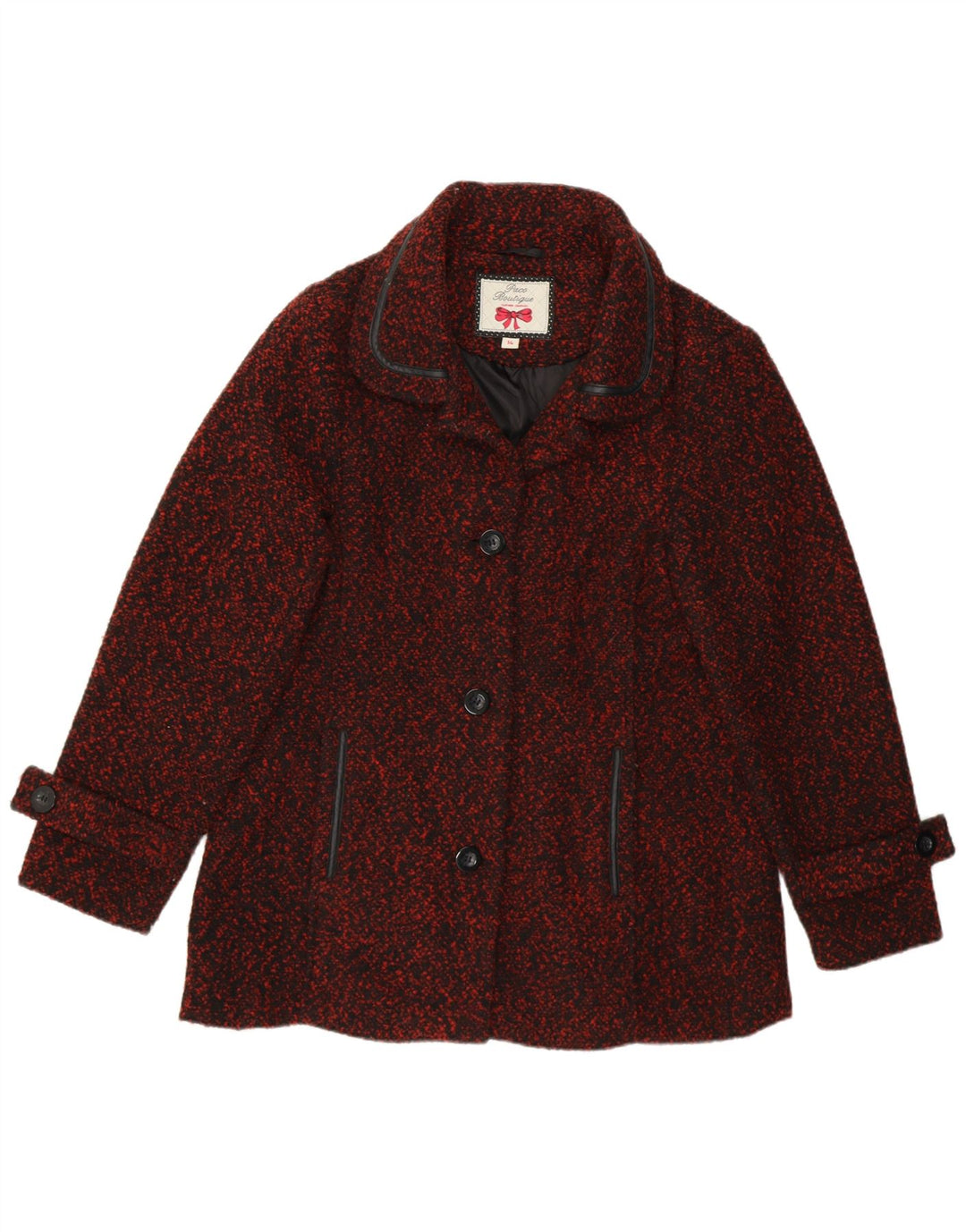 Paco Boutique Womens 3 Button Jacket UK 14 Medium Burgundy Polyester