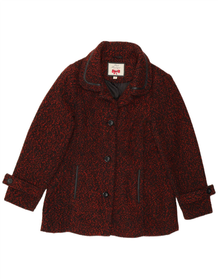 Paco Boutique Womens 3 Button Jacket UK 14 Medium Burgundy Polyester