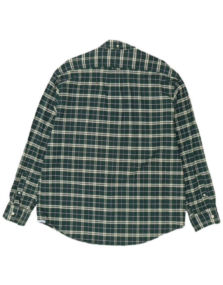 Izod Mens Stretch Shirt XL Green Check Cotton