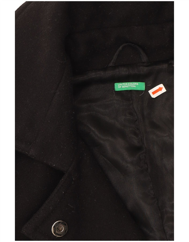 BENETTON Womens Overcoat IT 44 Medium Black Wool