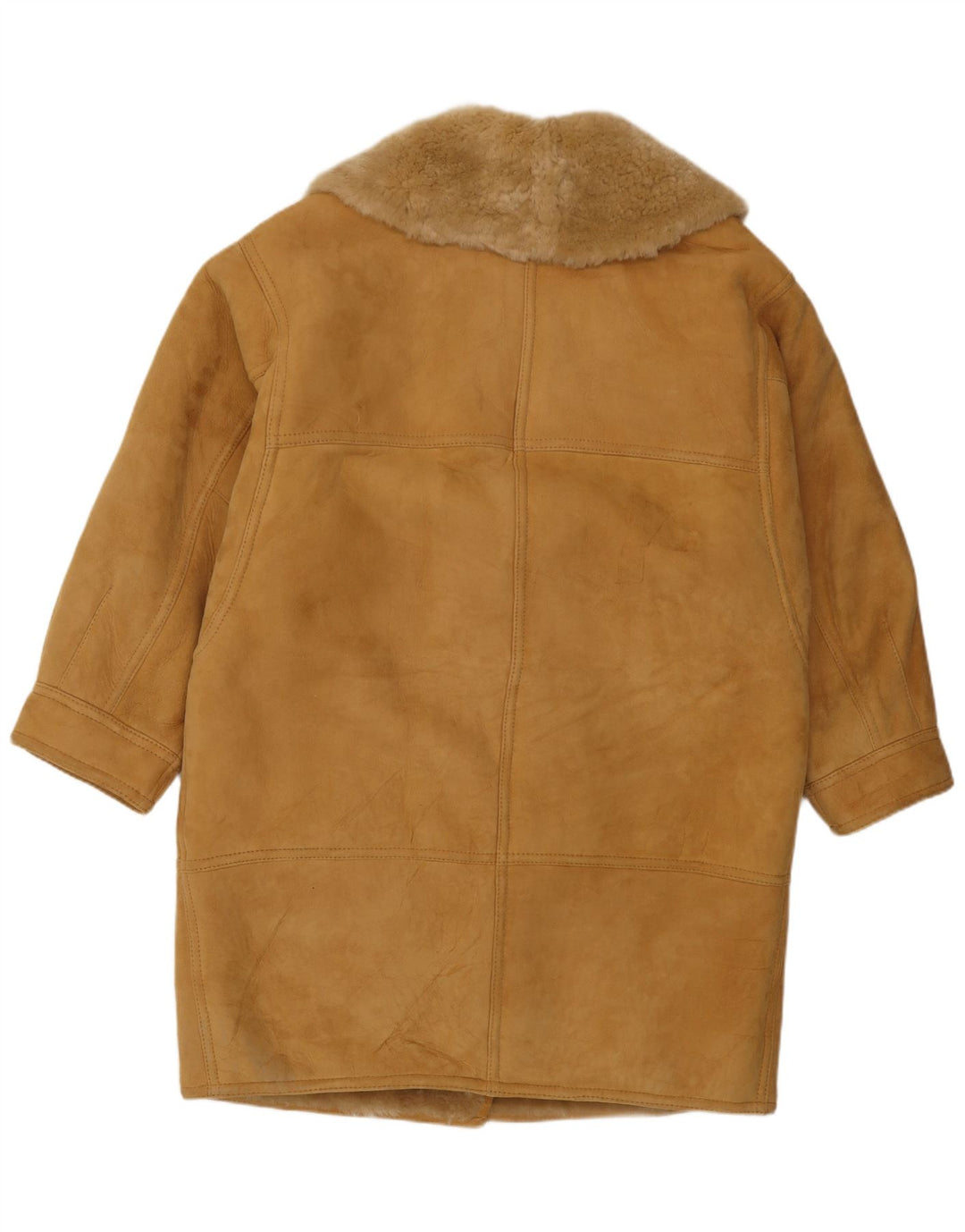 Vintage Womens Loose Fit Shearling Coat IT 44 Medium Beige Shearling