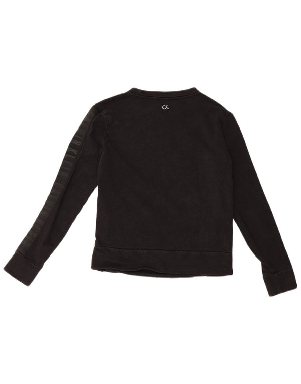 Calvin Klein Womens Graphic Oversized Sweatshirt Pullover UK 6 XS Schwarz