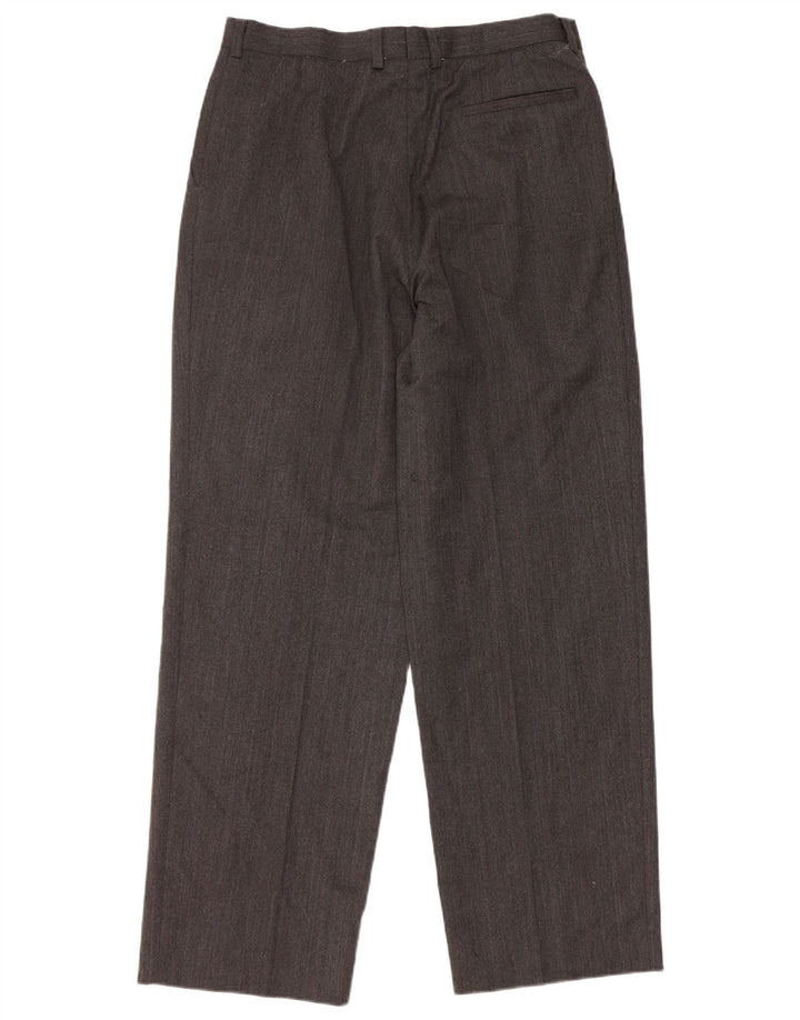 Marks & Spencer Mens Straight Chino Trousers W34 L31 Grey Wool