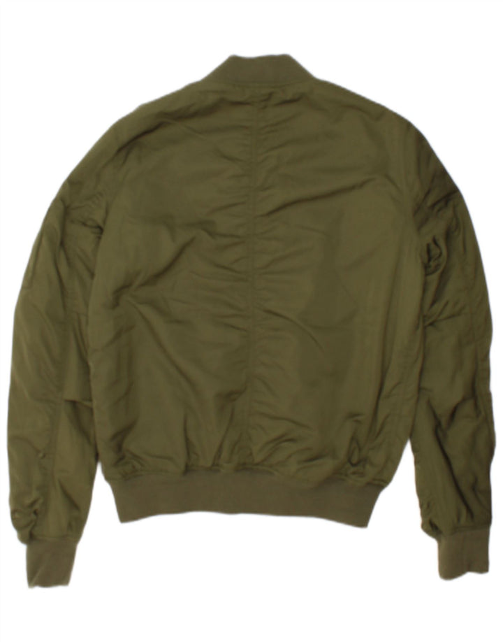 Topshop Womens Bomber Jacket UK 8 Small Khaki Polyester