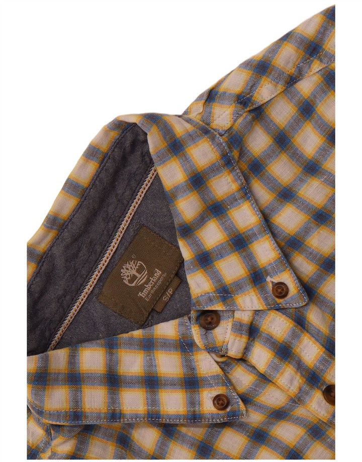 Timberland Mens Earthkeepers Short Sleeve Shirt Small Yellow Check