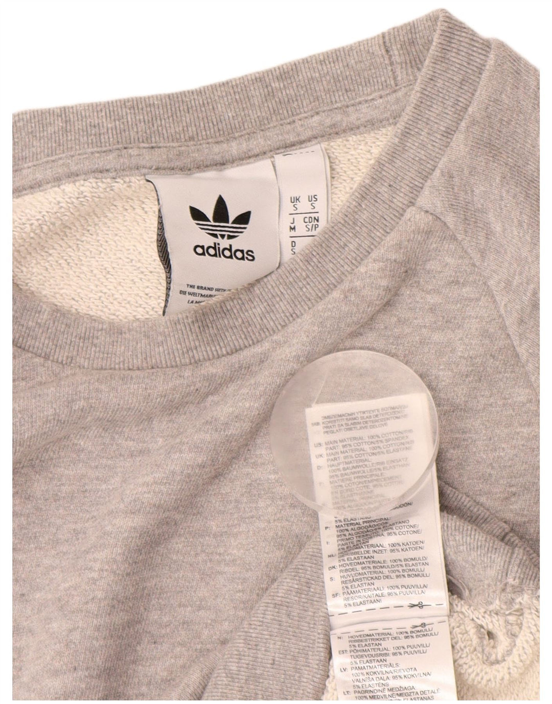 ADIDAS Mens Sweatshirt Jumper Small Grey Cotton