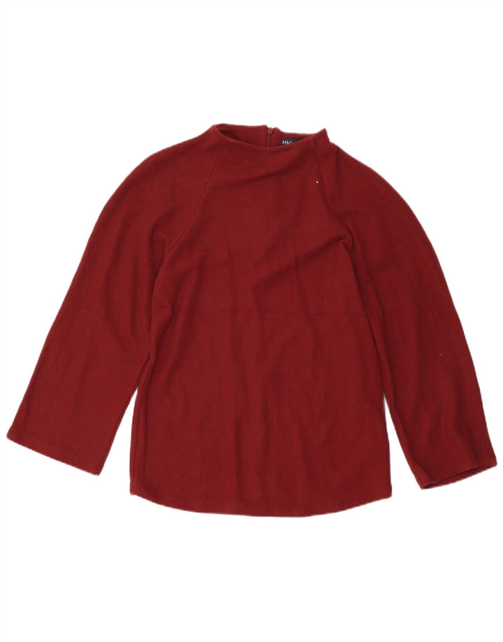 Marks & Spencer Top da donna manica 3/4 UK 8 Small Borgogna Poliestere