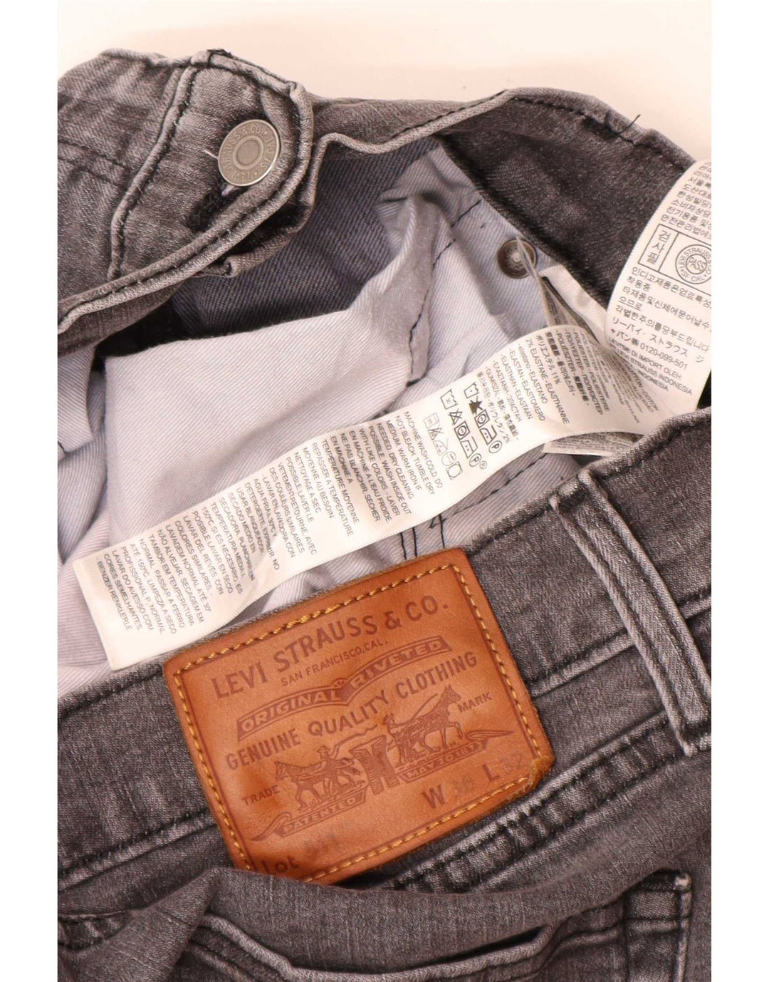 Levi's Mens 511 Slim Jeans W36 L32 Grey Cotton