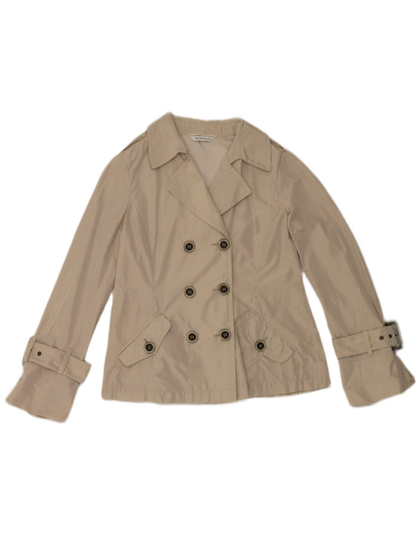 Marella Kvinder Kort Trench Coat UK 14 Stor Beige Polyester