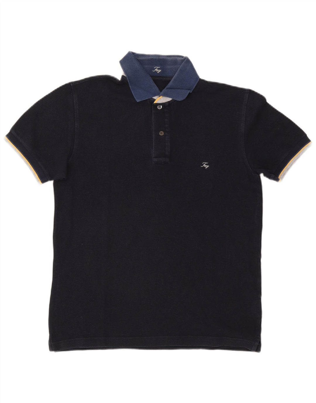Fay Mens Rugby Polo Shirt Medium Navy Blue Cotton