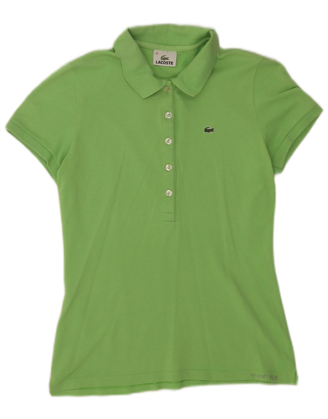 Lacoste Womens Polo Shirt Size 40 Medium Green Cotton