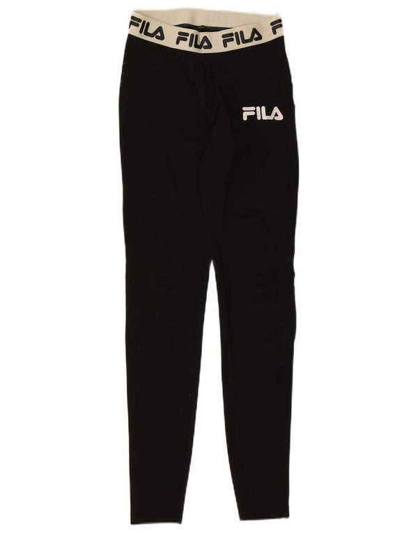 Damskie legginsy Fila Graphic UK 4 XS Czarny poliester z blokami kolorów