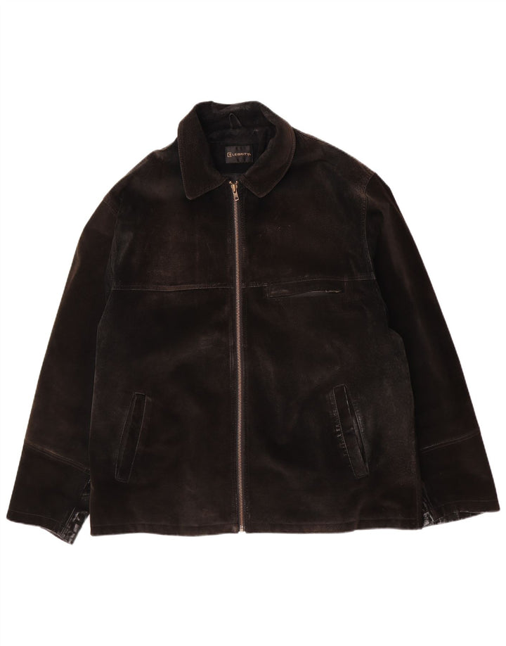 Vintage Mens Suede Jacket UK 42 XL Brown Leather