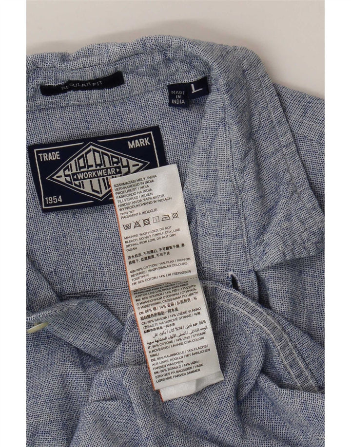 Superdry Herren-Hemd in normaler Passform, groß, aus blauer Baumwolle