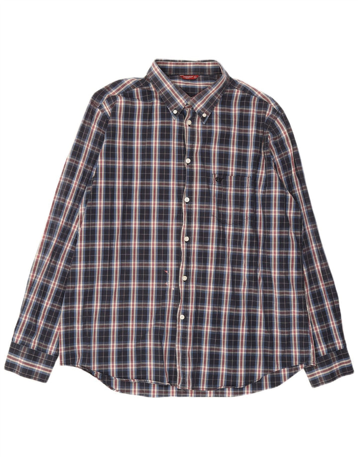 Carrera Mens Shirt 2XL Navy Blue Check