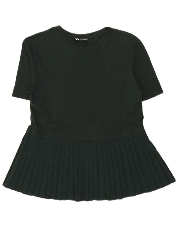 Zara Womens Blouse Top UK 10 Small Khaki