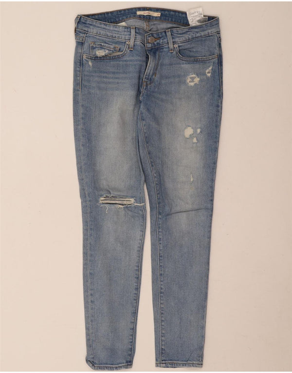 Levi's Damen 711 Distressed Slim Jeans W27 L28 Blaue Baumwolle