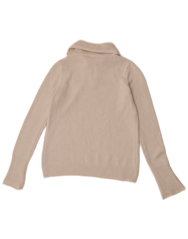 Zara Womens Zip Neck Jumper Sweater UK 12 Medium White