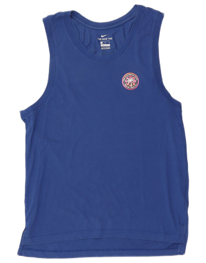 Canotta grafica da uomo Nike Top in cotone blu medio