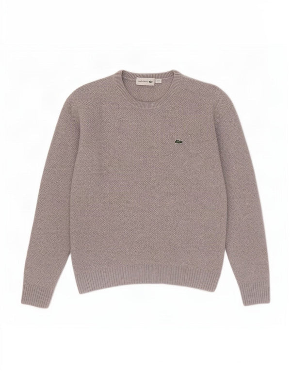 Lacoste Damski sweter z okrągłym dekoltem, UK 10, mały, szary, wełniany