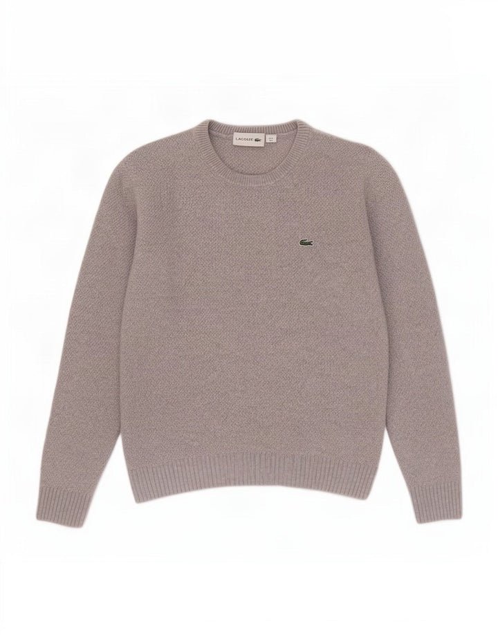 Lacoste Damski sweter z okrągłym dekoltem, UK 10, mały, szary, wełniany