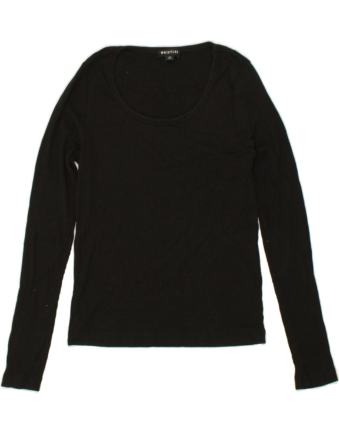 WHISTLES Womens Top Long Sleeve UK 10 Small Black Lyocell Vintage Whistles and Second-Hand Whistles from Messina Hembry 