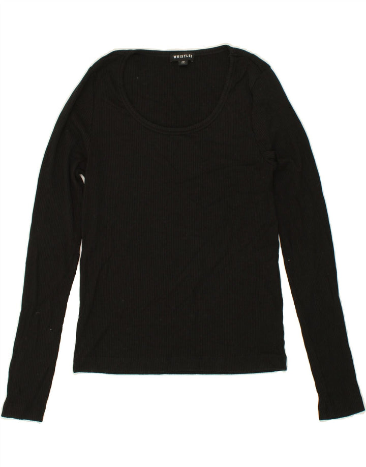 WHISTLES Womens Top Long Sleeve UK 10 Small Black Lyocell Vintage Whistles and Second-Hand Whistles from Messina Hembry 