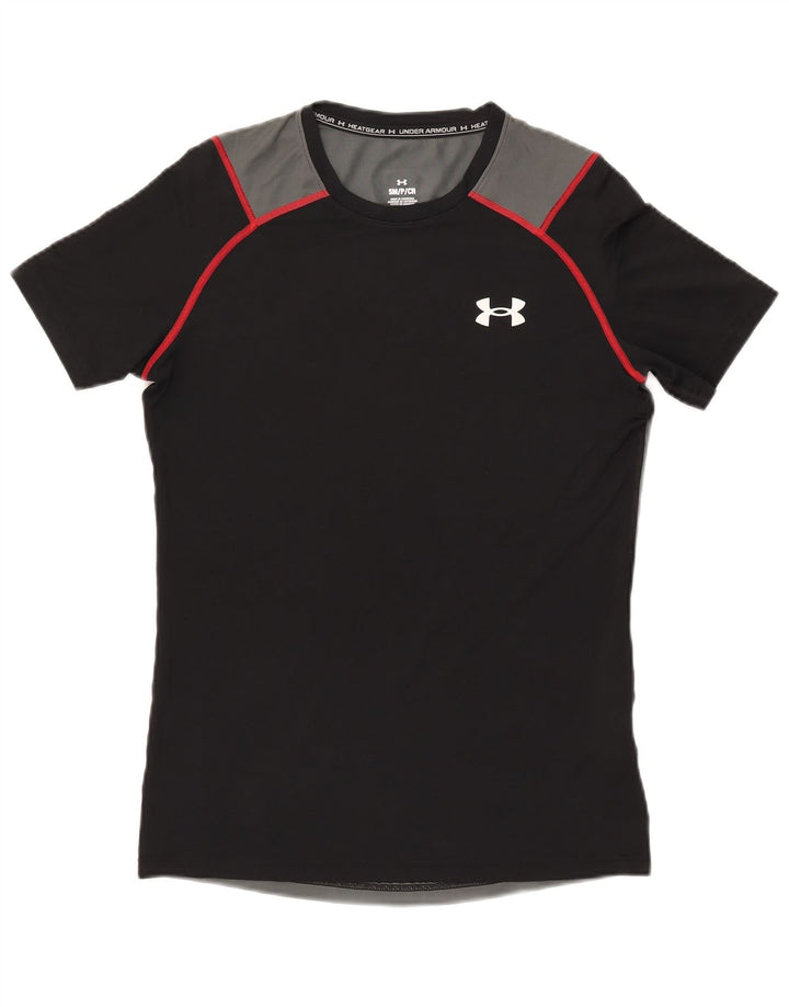Under Armour Mens T-Shirt Top Small Black Colourblock Polyester