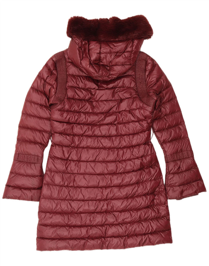 Ted Baker Manteau rembourré à capuche pour femme Taille 2 Petit Bordeaux Polyamide