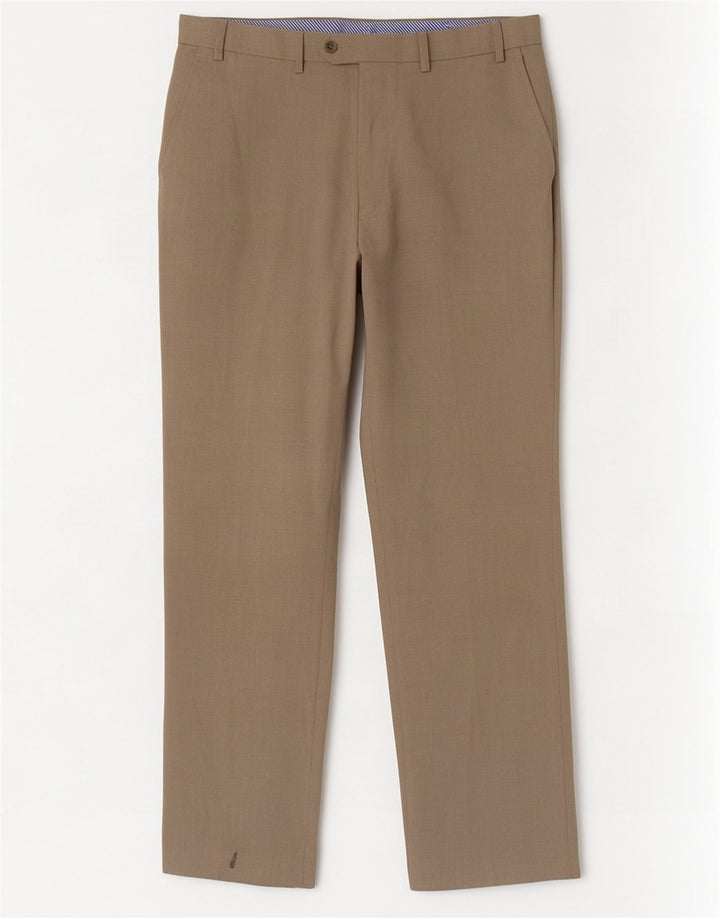 Calça masculina de terno reto Marks & Spencer W38 L33 poliéster bege