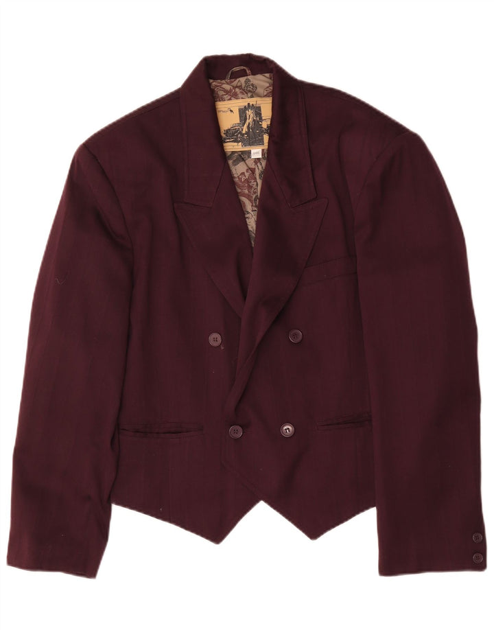 Vintage Womens Double Breasted Blazer Jacket IT 46 Large Burgundy Polyester