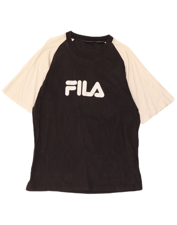 Fila Mens Graphic T-Shirt Top Large Black Colourblock