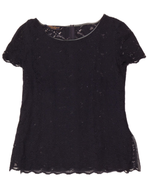 Luisa Spagnoli Camicetta in pizzo da donna Top IT 46 Large Blu Navy