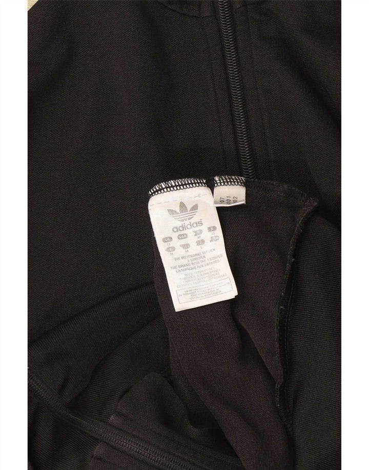 Adidas Womens Tracksuit Top Jacket UK 12 Medium Black Cotton