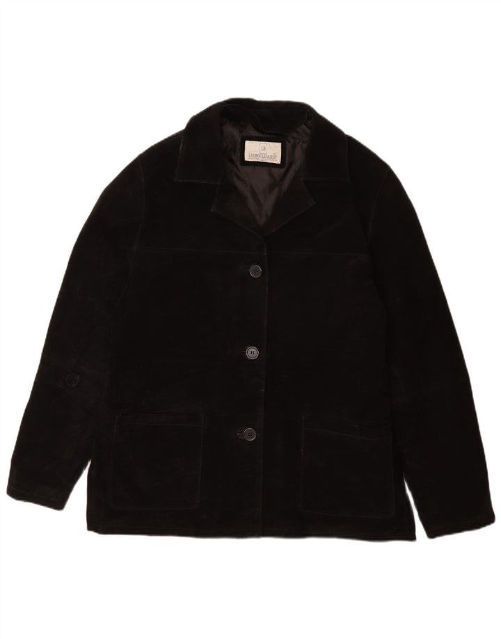 Les Boulevards Womens Suede Jacket EU 44 XL Black Leather